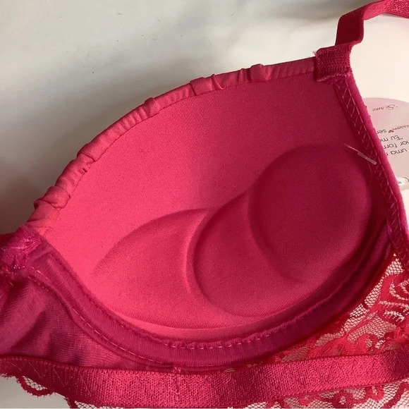 Massam Fuchsia Lace Trim Padded Bra Made in Brazil New with Tags - Picture 6 of 8